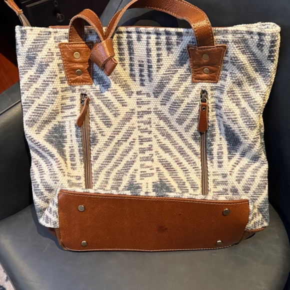 Myra Bag with Cream and Brown Pattern